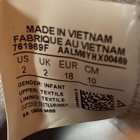 Baby 2 Converse All Star Creature Ox Sneakers Grey Bunny SEF1233 - Picture 8 of 8